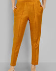 Goldenrod Mustard Cotton Silk Straight Pant