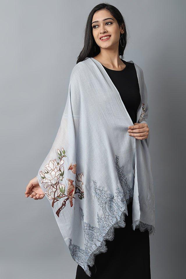 Buy Gray Bird Pashmina Cashmere Stole