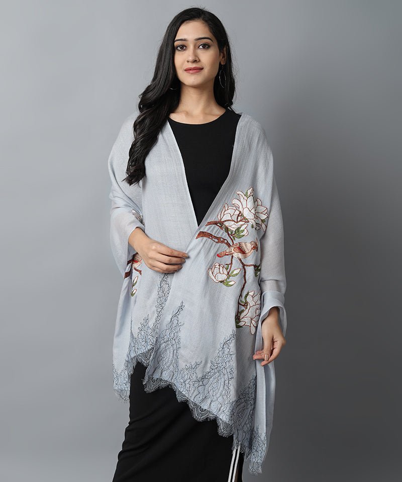 Natural Bird Pashmina-Cashmere Stole