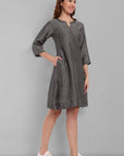 Gray Linen A line Dress Online