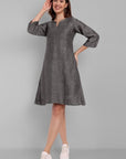 Gray Linen Dress A-Line