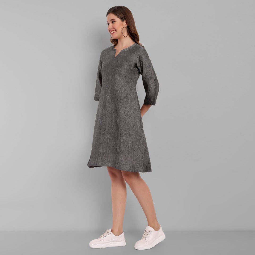 Gray Linen A line Dress