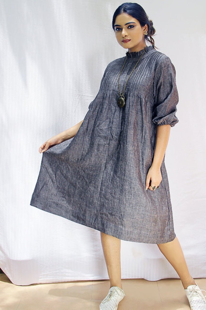 Linen Pin Tuck Dress