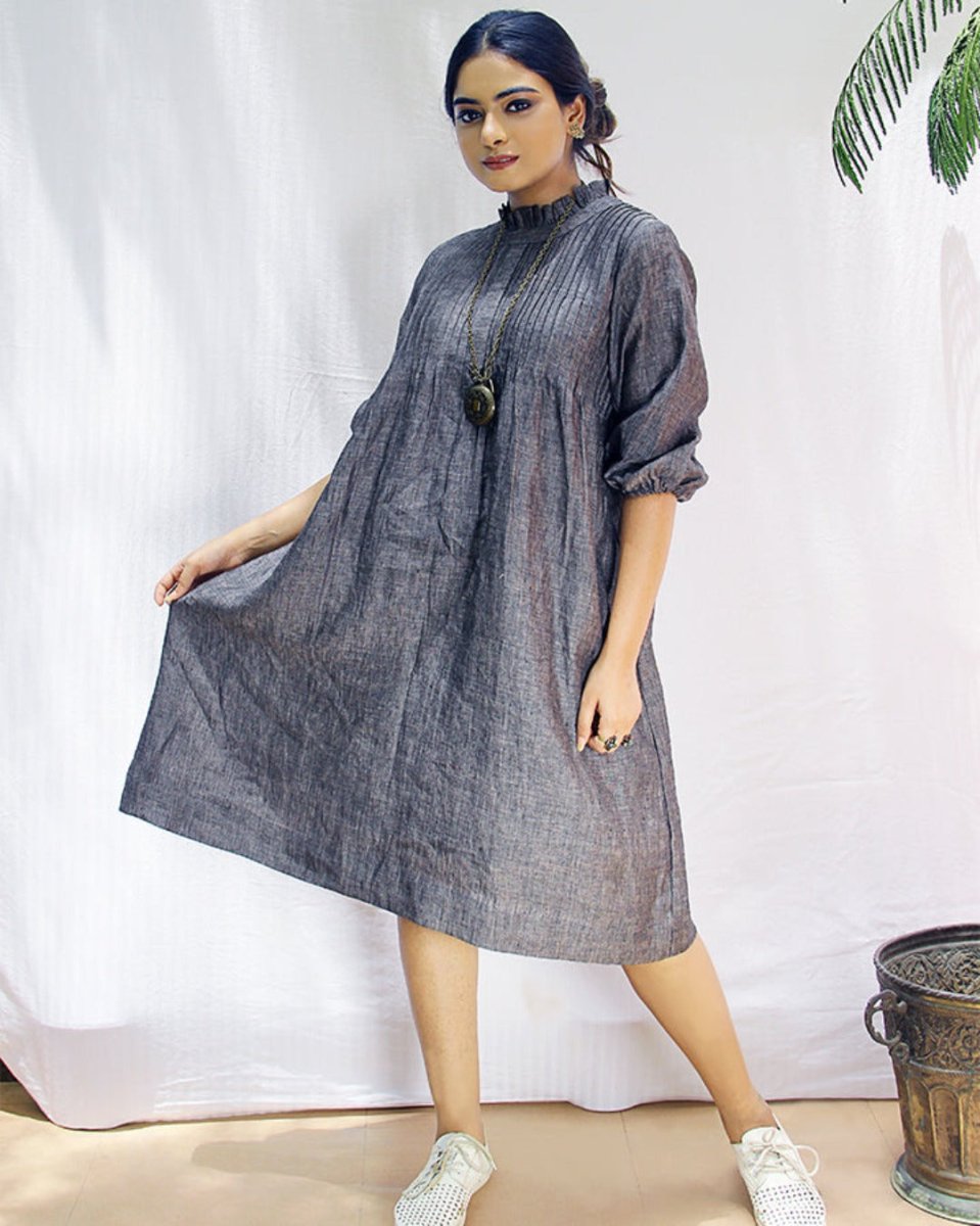 Linen Pin Tuck Dress