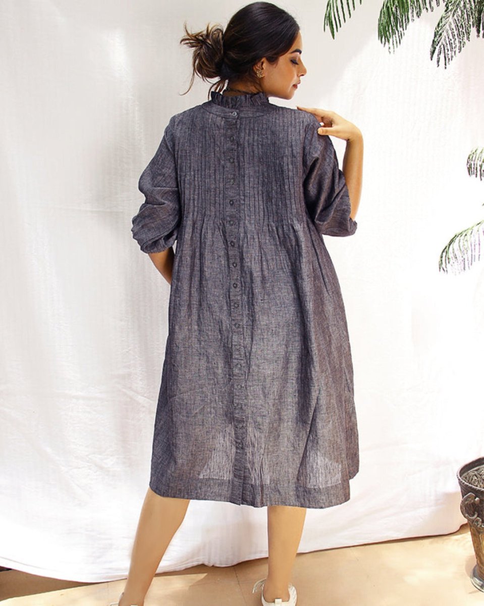 Linen Pin Tuck Dress Online