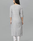 Gray Gray V Neck Candy Cane Kurta