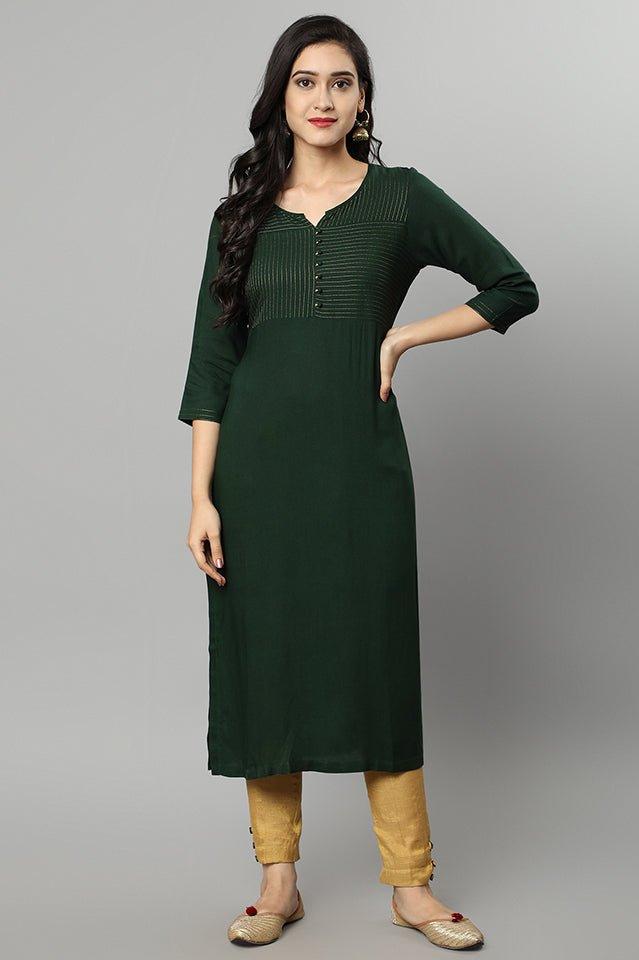 Dark Slate Gray Green Rayon Sonapani Kurta