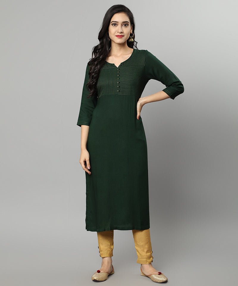 Dark Slate Gray Green Rayon Sonapani Kurta