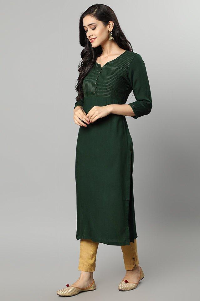 Dark Slate Gray Green Rayon Sonapani Kurta