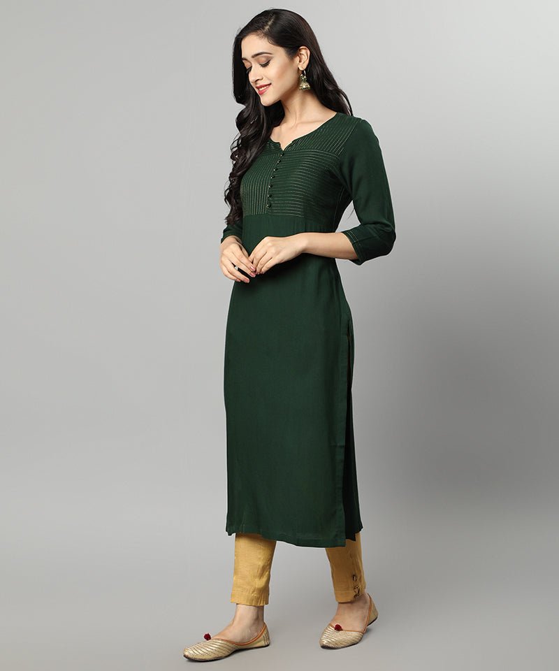 Dark Slate Gray Green Rayon Sonapani Kurta