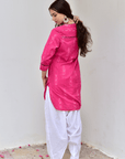 Hot Pink Ikkat Pathani Kurta