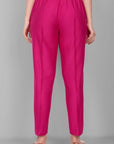 Hot Pink Straight Cotton Silk Pant with Pockets