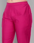 Hot Pink Straight Cotton Silk Pant with Pockets