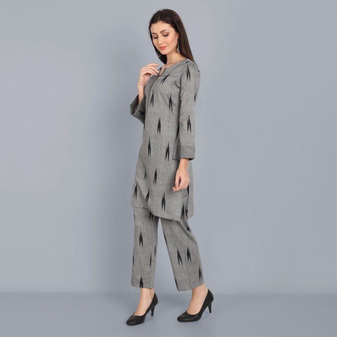 Dark Gray Ikkat Co-Ord set