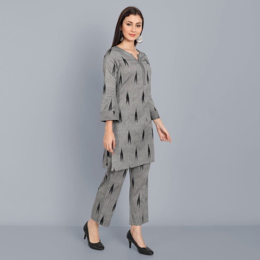 Dark Gray Ikkat Co-Ord set