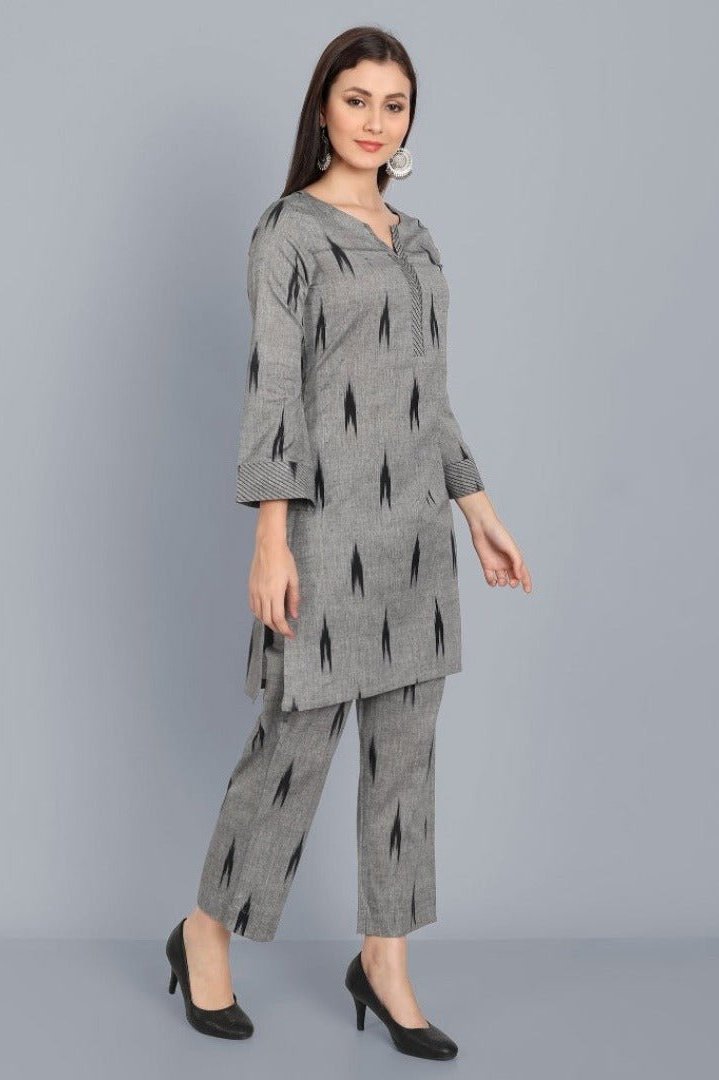 Dark Gray Ikkat Co-Ord set