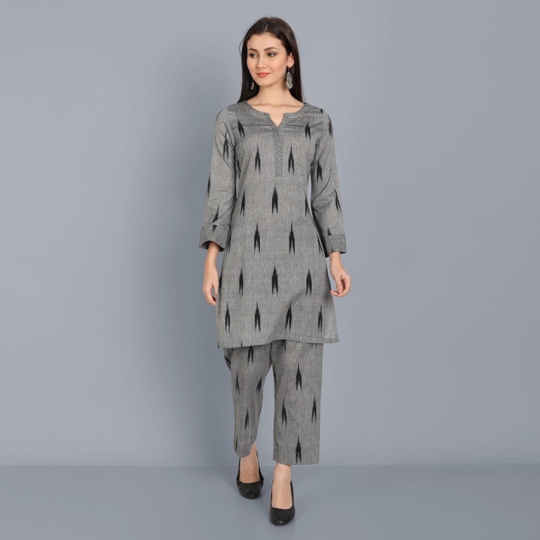 Dark Gray Ikkat Co-Ord set