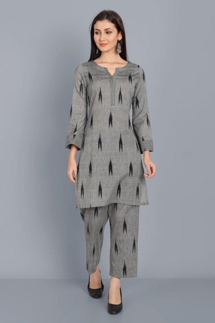 Dark Gray Ikkat Co-Ord set