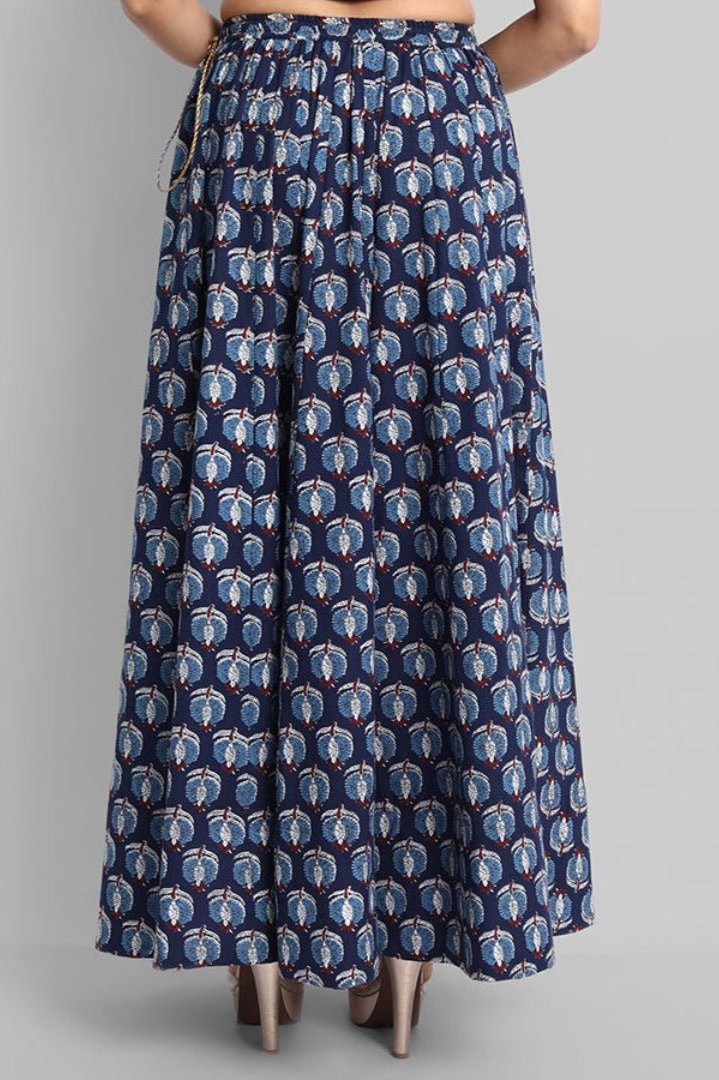 Indigo Kalidaar Cotton Skirt