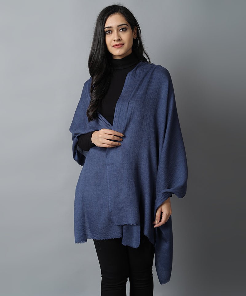 Dark Slate Blue Ink Blue Cashmere-Pashmina Stole