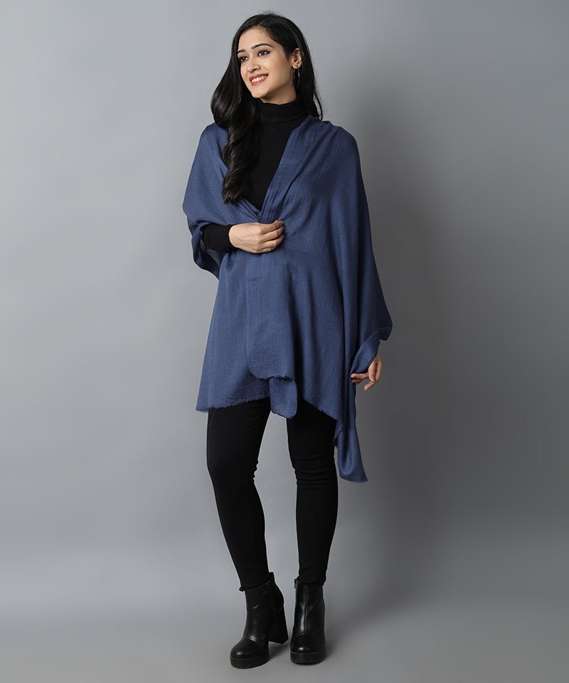 Dark Slate Gray Ink Blue Cashmere-Pashmina Stole