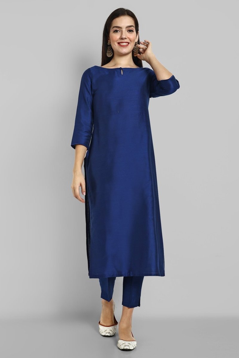 Boat Neck cotton silk kurta