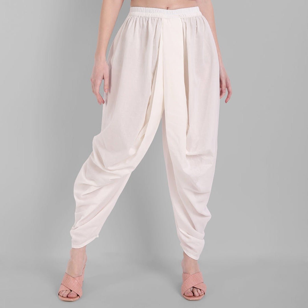 Gray Cotton Pleated Dhoti Pants