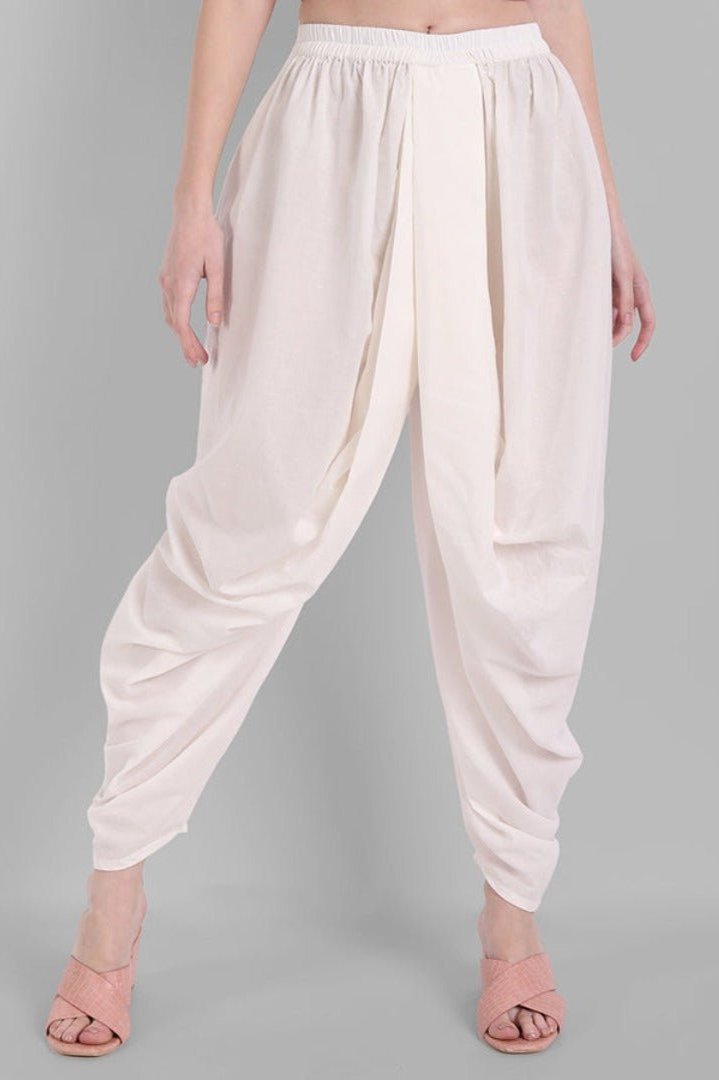 Gray Cotton Pleated Dhoti Pants