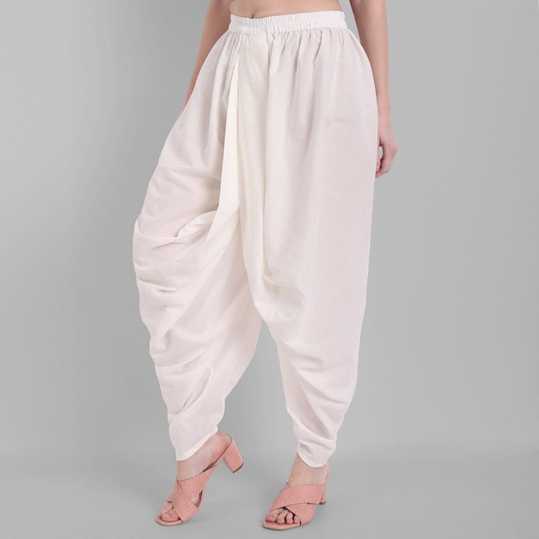 Gray Cotton Pleated Dhoti Pants