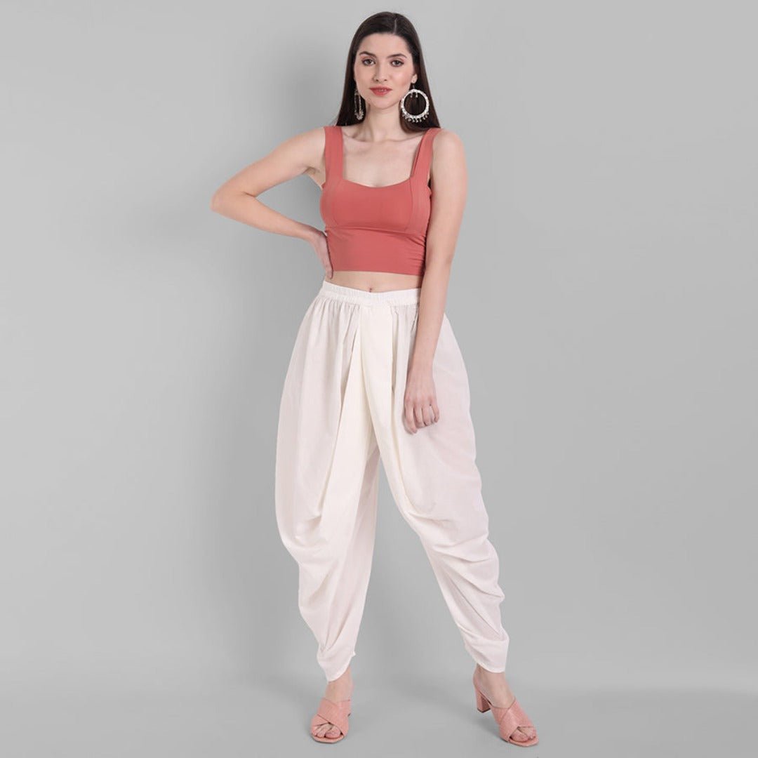 Gray Cotton Pleated Dhoti Pants