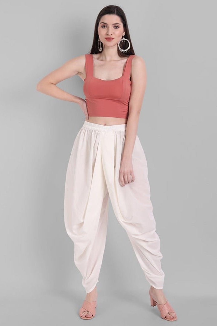 Gray Cotton Pleated Dhoti Pants