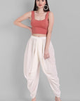 Gray Cotton Pleated Dhoti Pants