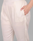 White Cotton Straight Pant with Pockets