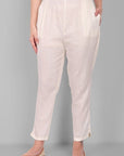 White Cotton Straight Pant with Pockets