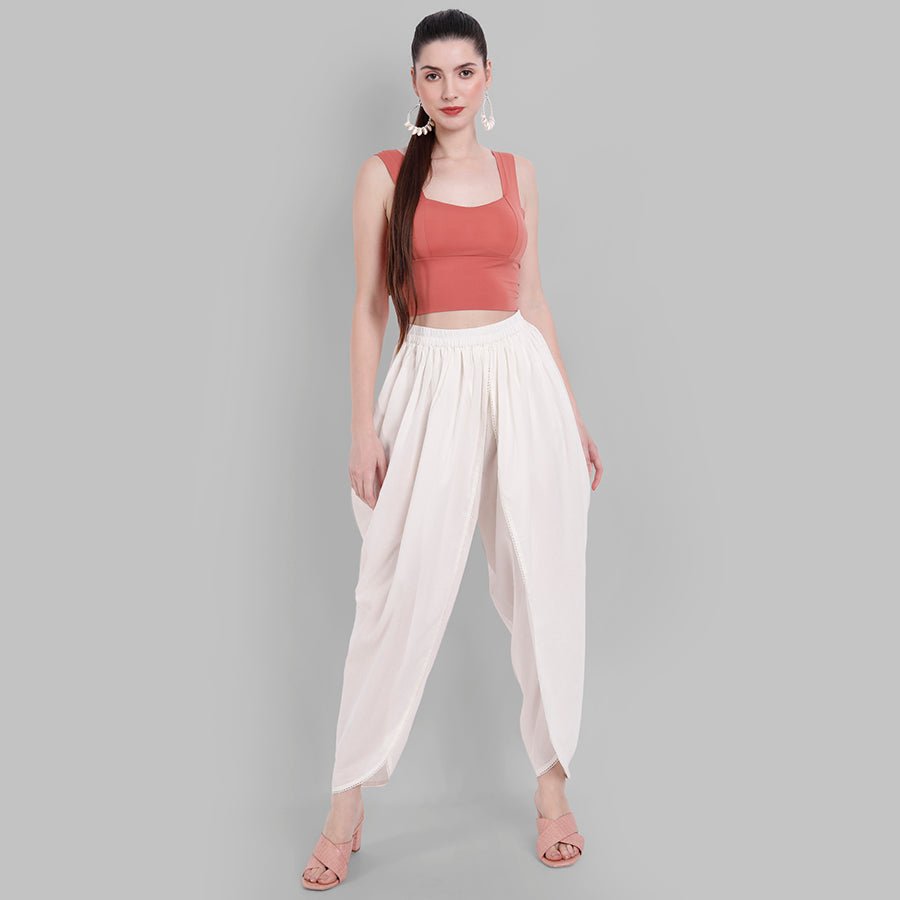 Gray Basic White Cotton Tulip Pants