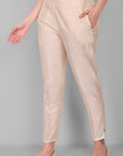 Ivory Straight Cotton Silk Pant with Pockets