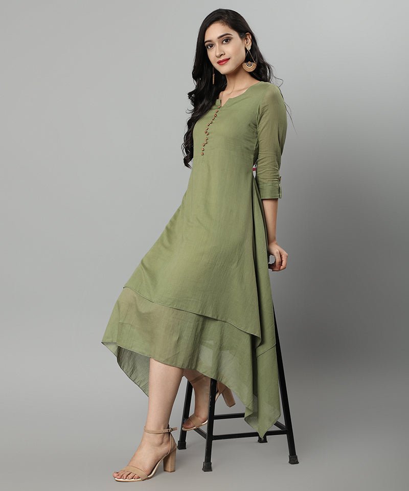 Dim Gray Khaki Mul Cotton Hunter Dress