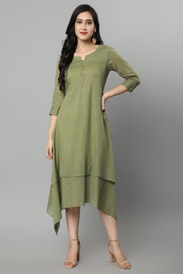 Dark Khaki Khaki Mul Cotton Hunter Dress