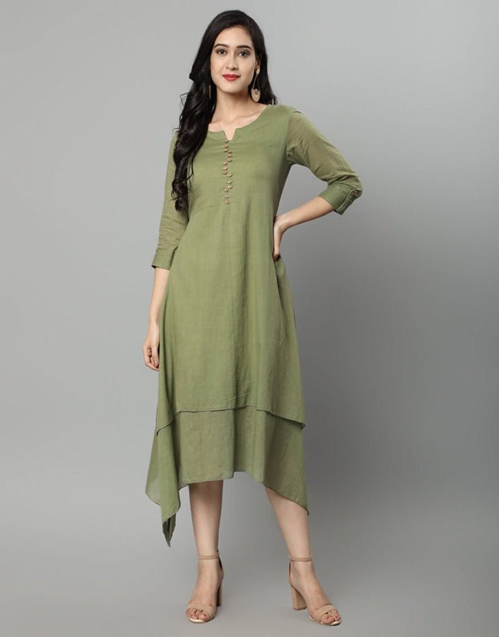 Dark Khaki Khaki Mul Cotton Hunter Dress