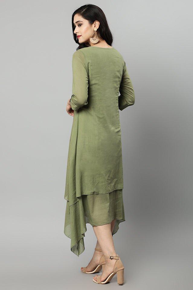 Dim Gray Khaki Mul Cotton Hunter Dress