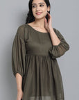 Gray Khaki Mul Cotton Tunic Top