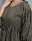 Dim Gray Khaki Mul Cotton Tunic Top