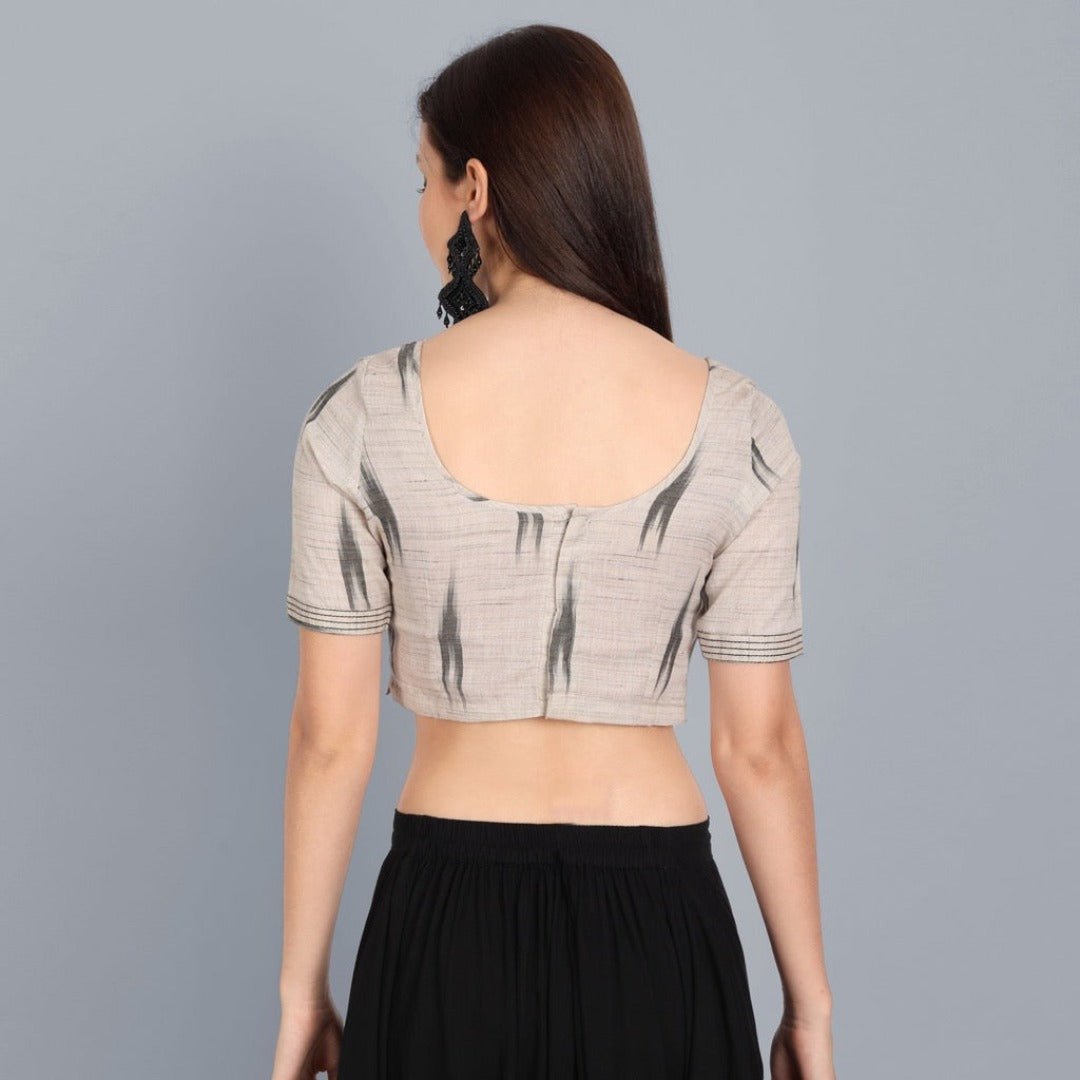 Dark Gray Kora Ikkat Weaved Blouse