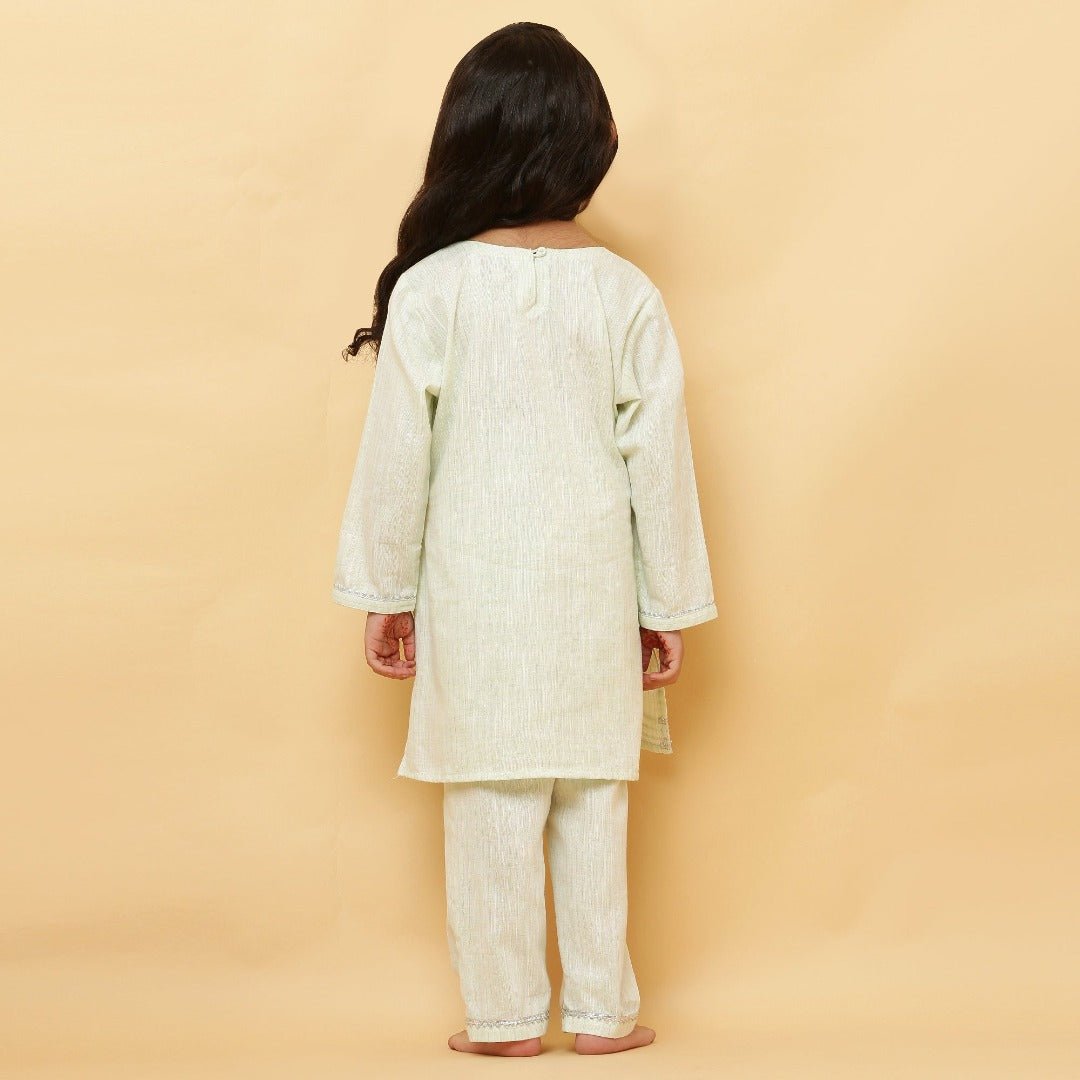 Wheat Light Green Lurex Kurta and shalwar