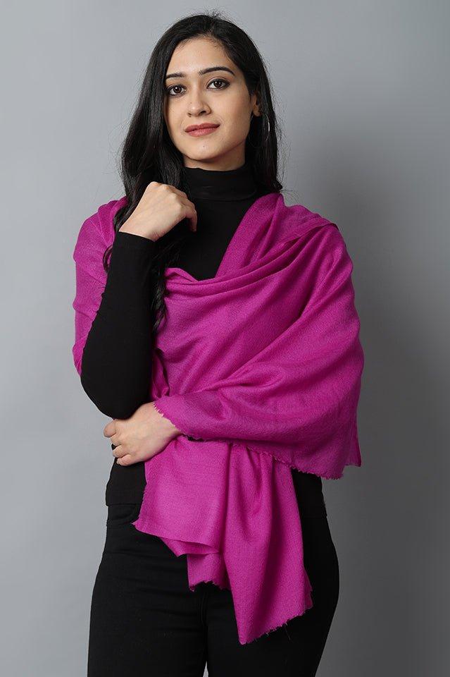 Dark Gray Magenta Cashmere-Pashmina Stole