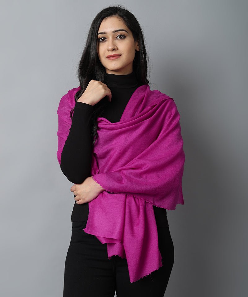 Dark Gray Magenta Cashmere-Pashmina Stole