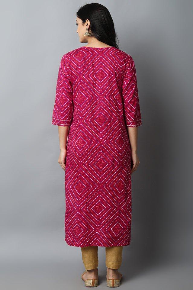 Brown Magenta Gota-patti Bandhej Kurta