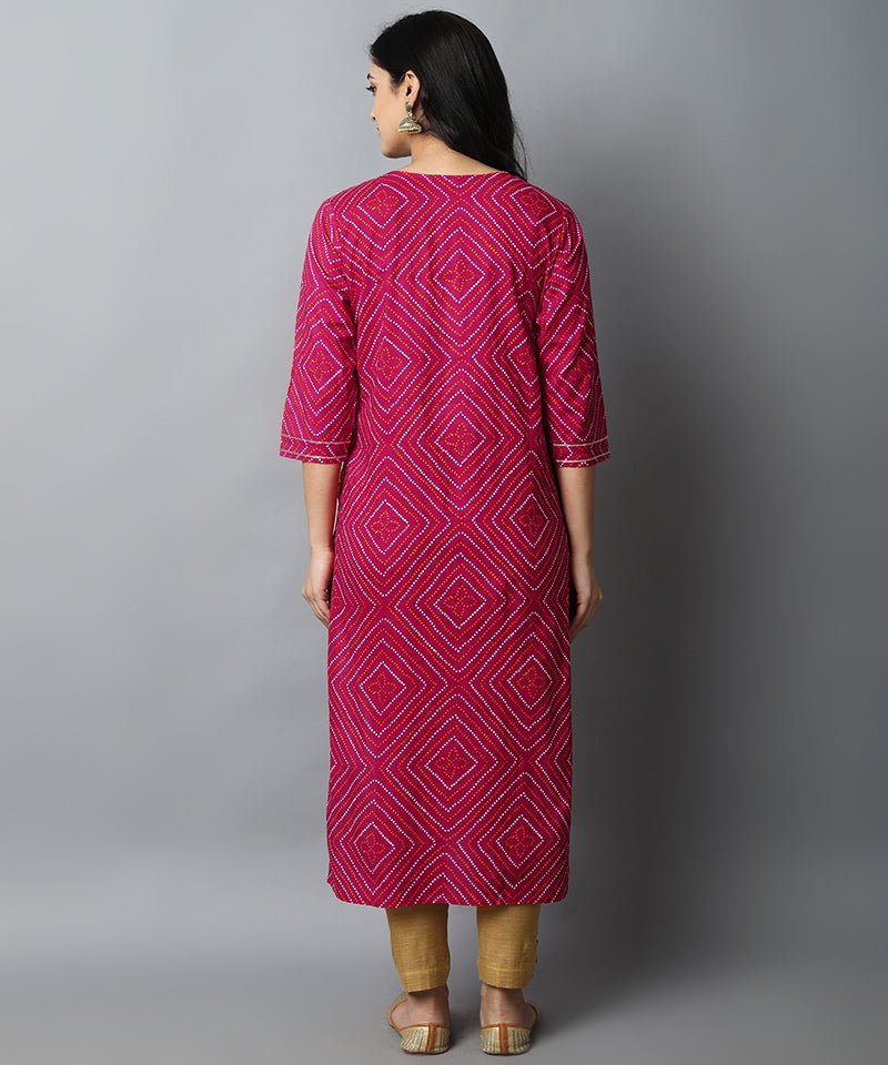 Brown Magenta Gota-patti Bandhej Kurta