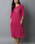 Brown Magenta Gota-patti Bandhej Kurta