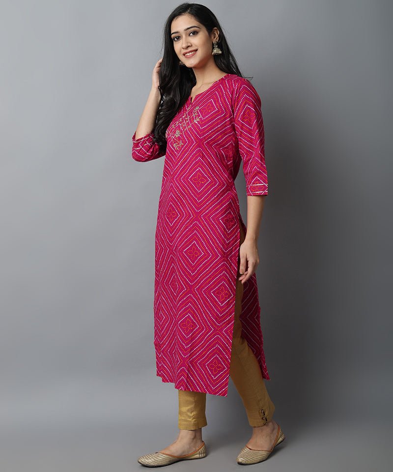 Dark Gray Magenta Gota-patti Bandhej Kurta